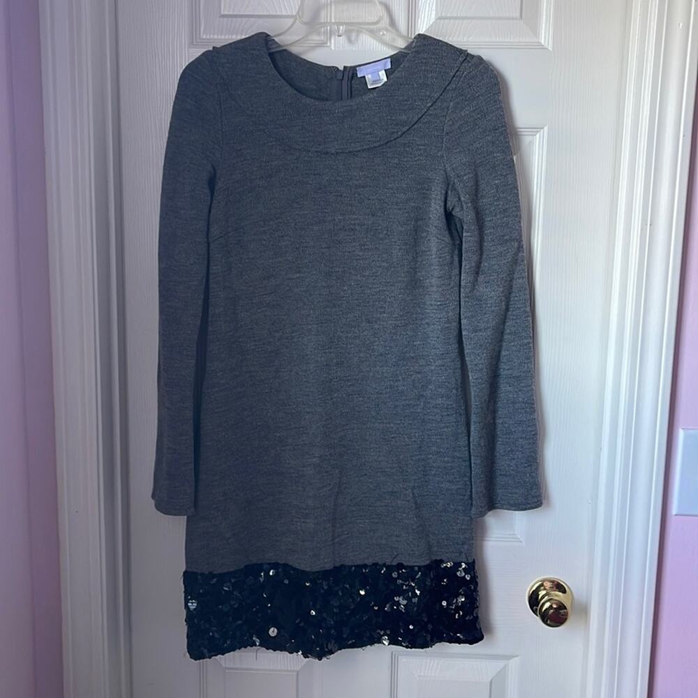 Vera Wang wool A-line dress with sequins at bottom hem